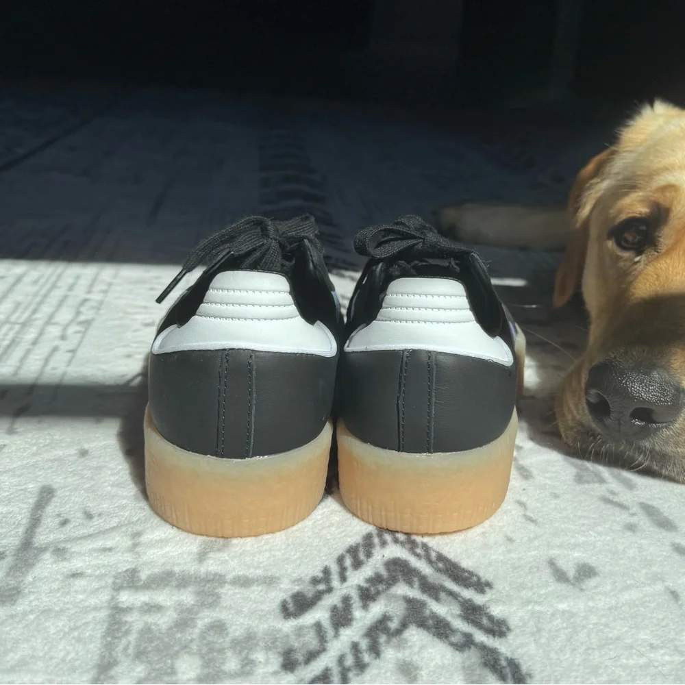 Adidas Platform Samba Sneakers In Black And White With Gum Sole - Picture 4 of 4